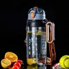 1600/2100ml Sportwasserflasche Outdoor auslaufsicher Fitness Gym Training Stroh Wasserbecher Shaker Flasche mit tragbarem Griff