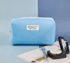 5pcs Cosmetic Bags Women Polyester Letter Prints Large Capacity Waterproof Solid Wash Storage Bag Mix Color