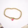 Łańcuch 4PCS Tiny Heart Charms Bransoletka ręcznie robiona biżuteria damska złota kolor elastyczne miedziane koraliki łańcuch urok bransoletka Przyjaźń Prezent 230509