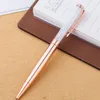 10pcs High Quality Colorful Crystal Pen Writing Metal Ballpoint Diamond Silver Clip Office Stationery Gift