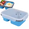 Dinnerware Sets Silicone Bento Box Collapsible Folding Lunch Refrigerator Portable Outdoor Storage Kitchen Tool