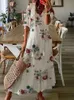 Casual Dresses Sexy Women V Neck Party Dresses Vintage Printed Boho Long Dresses Elegant Flying Sleeve Fashion Sexy Slim Maxi Dress Mujer 230509