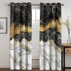 Curtain Luxurious Marble Abstract Art Pattern Gold Green 2 Pieces Thin Shading Window Curtains For Living Room Bedroom Home Decor Hook