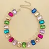 Pendentif Colliers Femmes Coloré Carré Verre Cristal Collier De Mode Collier 21pcs Perles 230509