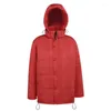 여성용 후드 여성 여성 단색 다운 재킷 분리 가능한 후드 지퍼와 버튼 열린 앞쪽 오버 코트 블랙/ 흰색/ 빨간색