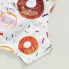 Tvådelar Söt småbarn Baby Girl Bikini Donut Print Swimsuit Ruffle Badkläder Summer Swimming Spring Beach Wear