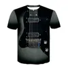 Camisetas masculinas Tops de verão Tees 3D Impressa Flame Guitar Men/Women Women Use Fashion Streetwear O-S-Sheirt Plus Size Punk Roupas