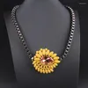 Choker moda żółta kropla olej vintage naszyjnik kwiat wisiorki luksusowe oświadczenie biżuteria 570