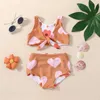 Baby Girls meninas roupas de banho infantil de verão de verão com estampa de impressão de coração dianteiro Bikini com roupas de praia