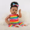 Lalki 55 cm Czarna skóra Saskia Reborn Todderl Girl Baby Doll LifeLee Real Touch African American Hand Fair 230508