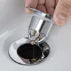 Bath Accessory Set Stainless Steel Copper -Up Bounce Core Basin Drain Stopper Anti-Clogging Metal Flexible Filter Hair Catcher