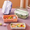 Dinnerware sets para lancheira Compartimentos de vedação portátil 4 Fivelas Contêiner de escritório Plástico Plástico Phone Phone Portador de microondas aquecimento rosa rosa