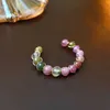 Band Rings 2023 Natural Stone Beaded Rings for Women Korean Colorful Tourmaline Metal Wire Winding Open Ring Fashion Jewelry Accessories Z0509