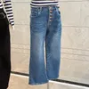 Women's Jeans 2023 Women's High Waist Straight Leg Metal Button Pants Classic Blue Fashion Girl