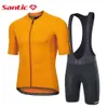 Cykeltröja uppsättningar Santiska mäns cykeluppsättningar Summer MTB Bike Bib Shorts Cycling Jersey Suits Bicycle Shirts Riding Sports Clothing Set Asian Storlek 230509