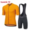 Bisiklet Jersey Setleri Santic Erkekler Bisiklet Setleri Yaz MTB Bike Bike Bib Şort Bisiklet Jersey Takım Bisiklet Gömlekleri Binicilik Spor Giyim Seti 230509