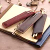 100pcs/Lot Leatine Leather Pen Pouch Pouch Holder Double Pencil Bag Case Sleeve for Fountain/Point Travel Diary Cover