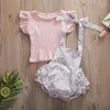 Ensembles de vêtements 0 à 2 ans Born Girls Ruffles Vêtements Princess Party Tops Halter Shorts 2pcs Costumes d'été