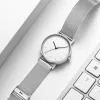 ساعة معصم مشاهدة الرجال فائقة الفولاذ الفولاذ التناظرية Quartz Wristwatch الموضة زوجين يشاهدان بسيطة مقاومة للماء شبكة مقاومة للصدأ