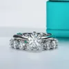 Pierścienie Pierścienie pasma anujewel 1ct 2ct 3ct 5ct D Color Morsanite Pierścień zaręczynowy dla kobiet 925 Pierścień srebrnego srebrnego Pierścień Hurtowy Z050
