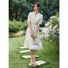 Casual Dresses White Silk Dress Women's Wear Medium Length 2023 Spring And Summer Style Temperament Waist Closed Mulberry Skirt