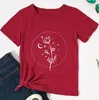 Camisetas femininas camiseta selvagem camiseta de camiseta de lua