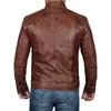 Vestes pour hommes Veste en cuir marron pour hommes en cuir PU veste de moto en détresse veste en cuir pour hommes veste coupe-vent manteau hommes 230509