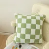 Taie d'oreiller damier Plaid en peluche housse de coussin tricoté voiture canapé jeter taie d'oreiller courte polaire taie d'oreiller coussin pour canapé-lit décor 230509