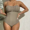 Frauen plus Größen-Badebekleidungs-Badeanzug-Frauen plus Größen-Bikini-Badebekleidungs-reizvoller gefalteter Brust-Rücken höhlen heraus Riemen-Badebekleidungs-brasilianischen Badebekleidungs-Badeanzug Z0508 aus