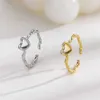 Band Rings CIAXY Silver Color Woven Twisted Heart Rings for Women Girl 2023 New Open Ring Wedding Party Jewelry Gift anillos mujer Z0509