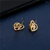 Dangle Earrings Cute Kissed Girl Boy Shaped Stainless Steel Heart With Hearts Woman Hoops Gold Plated Jewelry In Couple