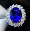 Değerli Prenses Diana Ring Lab Sapphire 925 STERLING Silver Party Wedün Bankalar Kadınlar Gelin Cazibesi Doğum Günü Takıları