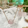 Pendant Necklaces Small Square Charm Natural Crystal Stone Necklace for Women Irregular Nuggets Rock Quartz Citrines Pink Purple Choker Y23