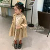 Coat Korean Spring Girl's and Jacket Wind Breakher Little Girls Herfst Long Baby Bow Children's Fashionable
