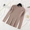 Suéteres para mujer Otoño Invierno Mujeres Damas Clásico O Cuello Manga larga Cuello redondo Suéter Femme Slim Fit Punto Acanalado Coreano Jersey