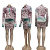 K7099 European American American Women's Two-Piece Dress Mode Gedrukt shirt Vest Korte driedelige set
