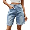 Shorts femininos 2023 Summer Jean Women Women High Cídhar Baggy Wide perna reta Jeans curto Casual vintage y2k jeans meia calça