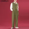 Macacão estilo coreano belo coloração sólida pantalons solto masculino masculino casual súcego sem mangas s5xl 2023 incerun