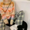 Kadın Sweaters Noel Sıradan Gevşek Sonbahar Kış Örgü Sokak Giyim Renk Bloğu Hayvan Baskı Uzun Kollu Kazak