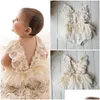 Jumpsuits Baby Girls Rompers Born Summer Autumn koronkowy kwiat Backless Backless Princess Elegancki kombinezon tutu sukienka Onepieces Outfits1 dhwxs