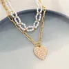 Pendant Necklaces Pearl Chain Heart Gold Color Chokers Trendy Fashion Jewerly Accessories