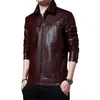 Mäns jackor läderjacka Män Lossa mjuk skinnjacka Single Breasted Pu Coats Men Casual Biker Jacket Stänga av krage päls 230509