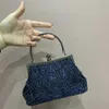 Kvällspåsar vintage handväska kvinnlig lyxig mörkblå parti plånböcker och handväskor designer kvinnor koppling crossbody sac a main 230427