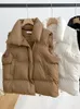 Deri zoki kış kalın kadınlar yelek parkas gevşek Kore standı yakalı fermuar pamuklu yastıklı yastıklı sıcak yelek kolsuz moda kadın ceket