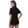Kvinnors sömnkläder Kort ärm Rayon Cotton Pyjamas Set for Women Black Print Summer Night Wear Button Closure Loungewear