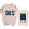 남자 티셔츠 SZA SOS 무거운 정신 애니메이션 티셔츠 만화/코믹 티셔츠 100%면 남자/여자 티셔츠 프린트 힙합 만화 티셔츠 230509