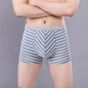 Mutande 2 pezzi Intimo da boxe traspirante in cotone a vita media da uomo Pantaloncini comodi sportivi stampati a righe sexy