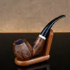 Pipe à fumer en bruyère courbée classique, outils gratuits, ensemble cadeau, filtre à tabac de 9mm, plusieurs choix, anneau blanc, ensemble de tuyaux en bois de bruyère octogone