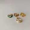 Bandringar Fashion White Dropwise Glaze Open Ring For Women Luxury Shiny Justerbar Finger Emalj Rings Elegant Wedding Party Jewelry Gift Z0509