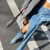 Gonne Rok Denim Bunga Buatan Tangan Mawar Pita Panjang Mini Streetwear 2023 Wanita Pinggang Tinggi Perancang Busana Musim Semi Panas 230509